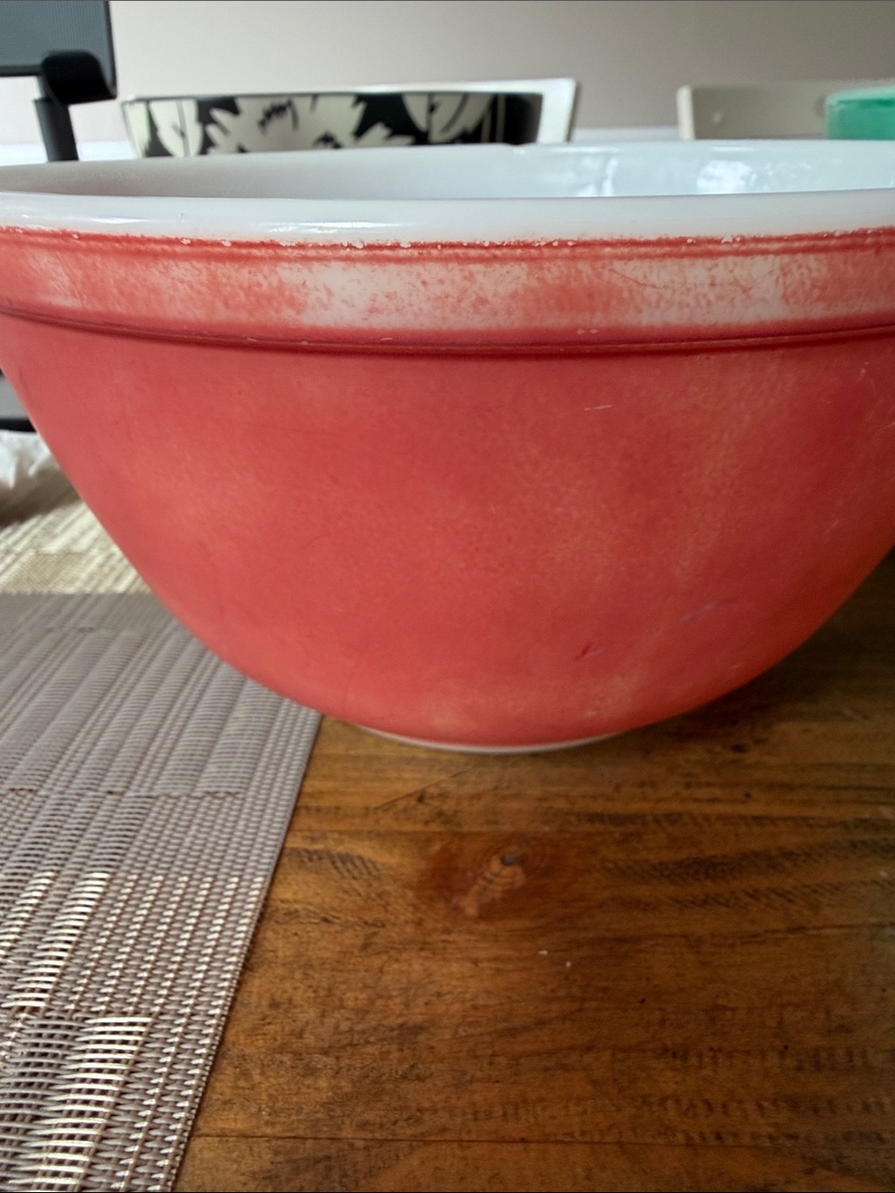 Colorful Ceramic Pyrex Mixing Bowl Set - Red, Teal, Blue - Picture 7 of 10